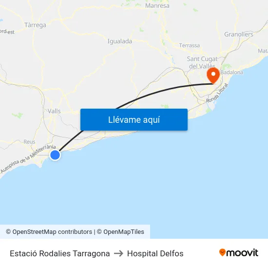 Estació Rodalies Tarragona to Hospital Delfos map