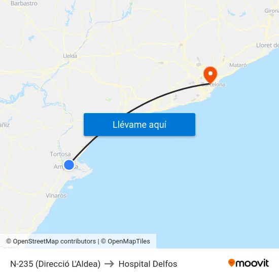 N-235 (Direcció L'Aldea) to Hospital Delfos map