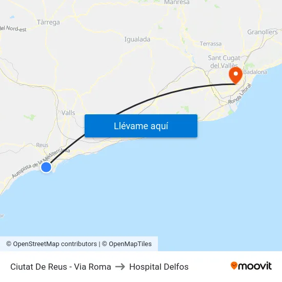 Ciutat De Reus - Via Roma to Hospital Delfos map