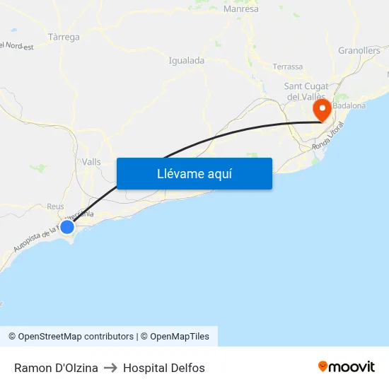 Ramon D'Olzina to Hospital Delfos map