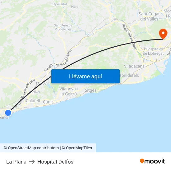 La Plana to Hospital Delfos map