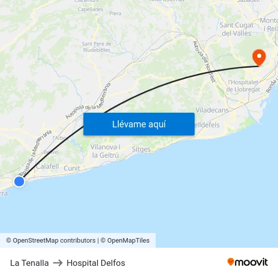 La Tenalla to Hospital Delfos map