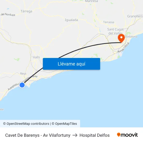 Cavet De Barenys - Av Vilafortuny to Hospital Delfos map
