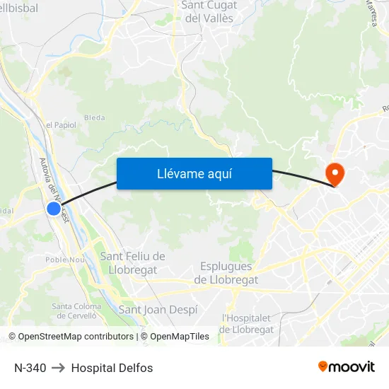 N-340 to Hospital Delfos map