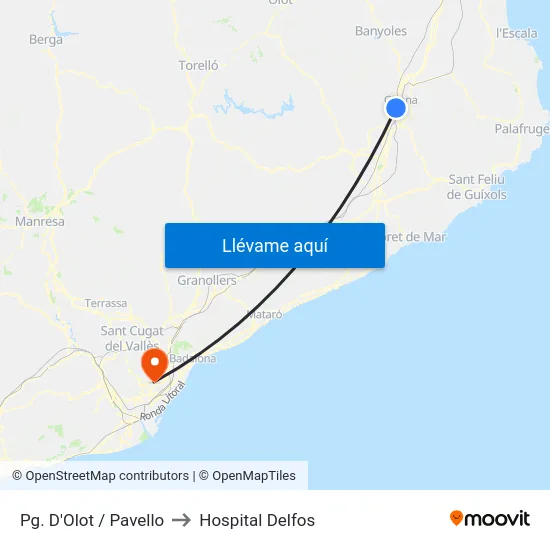 Pg. D'Olot / Pavello to Hospital Delfos map
