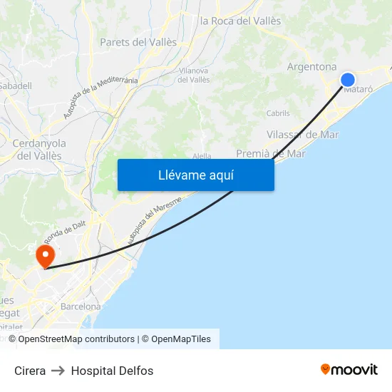 Cirera to Hospital Delfos map