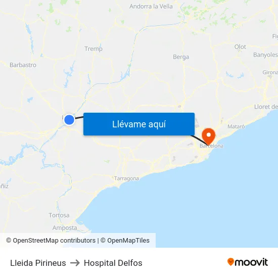 Lleida Pirineus to Hospital Delfos map