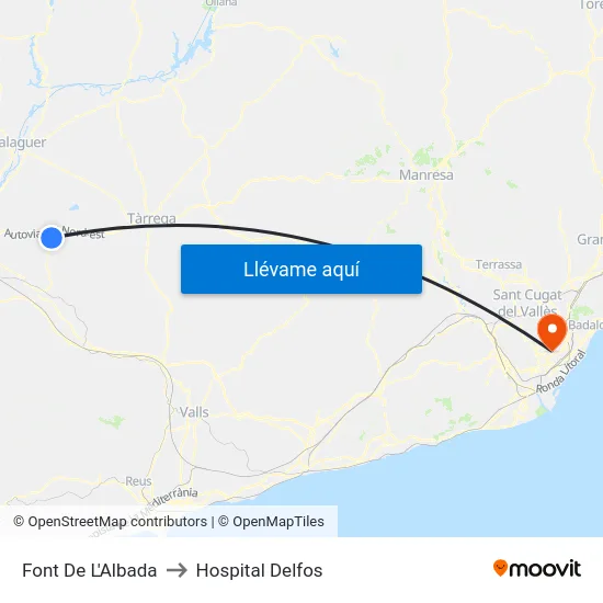 Font De L'Albada to Hospital Delfos map