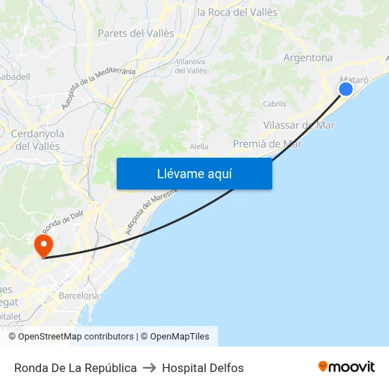 Ronda De La República to Hospital Delfos map