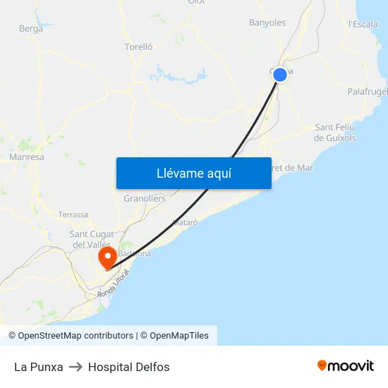 La Punxa to Hospital Delfos map