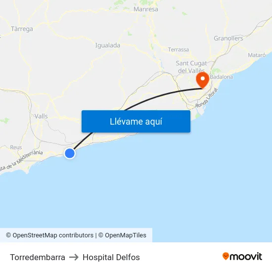 Torredembarra to Hospital Delfos map