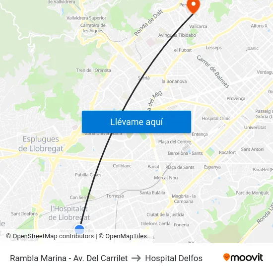 Rambla Marina - Av. Del Carrilet to Hospital Delfos map