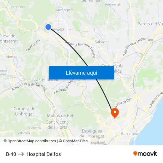 B-40 to Hospital Delfos map