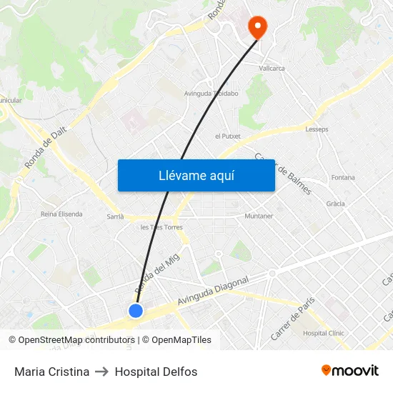 Maria Cristina to Hospital Delfos map