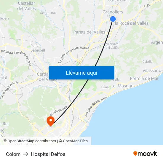 Colom to Hospital Delfos map