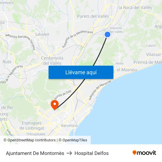 Ajuntament De Montornès to Hospital Delfos map