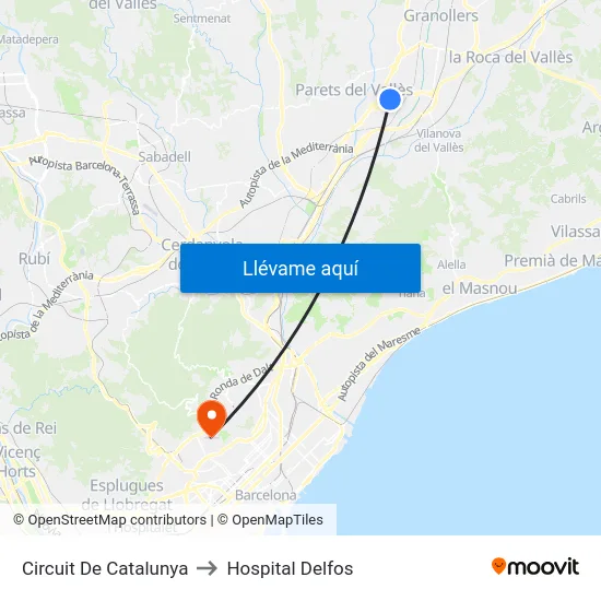 Circuit De Catalunya to Hospital Delfos map