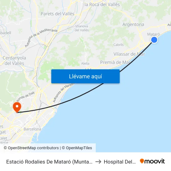 Estació Rodalies De Mataró (Muntanya) to Hospital Delfos map