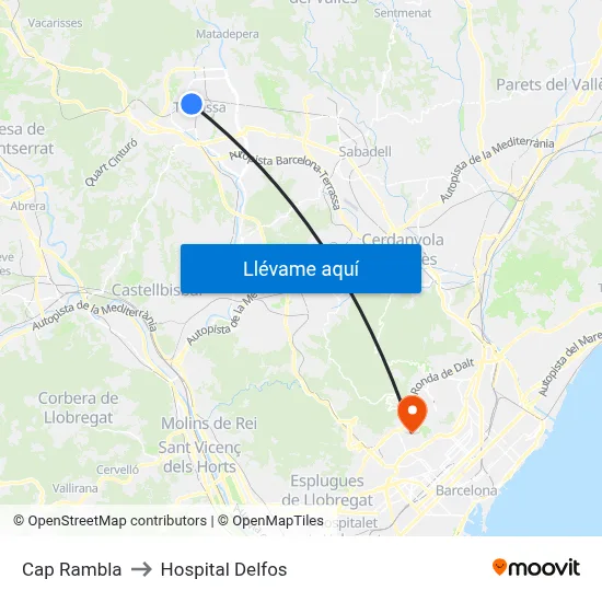 Cap Rambla to Hospital Delfos map