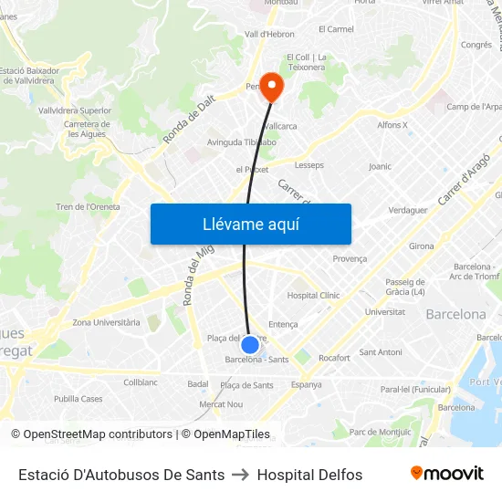 Estació D'Autobusos De Sants to Hospital Delfos map