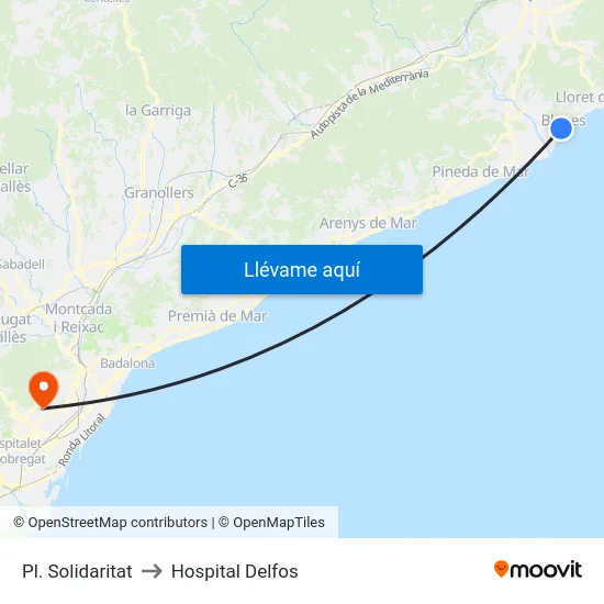 Pl. Solidaritat to Hospital Delfos map