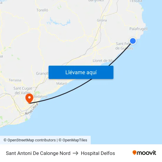 Sant Antoni De Calonge Nord to Hospital Delfos map