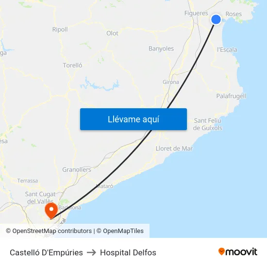 Castelló D'Empúries to Hospital Delfos map