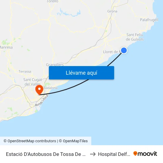 Estació D'Autobusos De Tossa De Mar to Hospital Delfos map