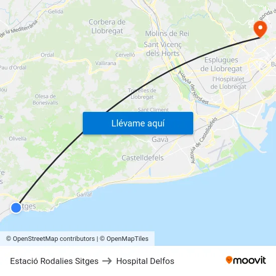 Estació Rodalies Sitges to Hospital Delfos map
