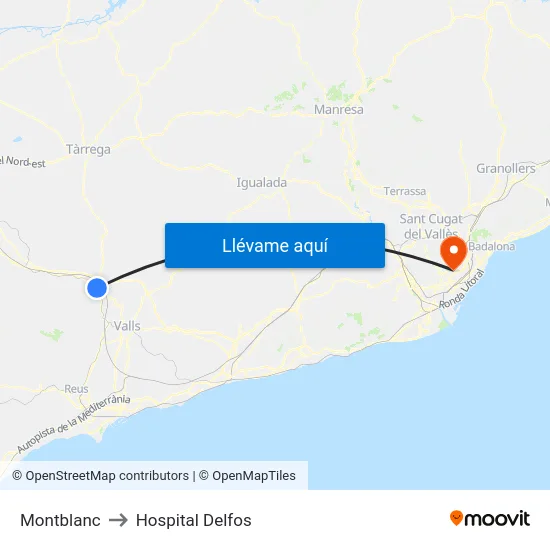 Montblanc to Hospital Delfos map