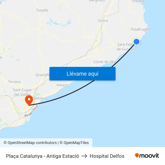 Plaça Catalunya - Antiga Estació to Hospital Delfos map