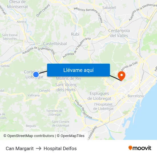 Can Margarit to Hospital Delfos map