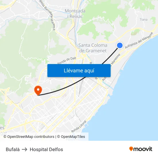 Bufalà to Hospital Delfos map