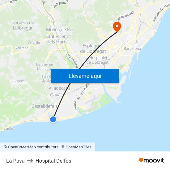 La Pava to Hospital Delfos map