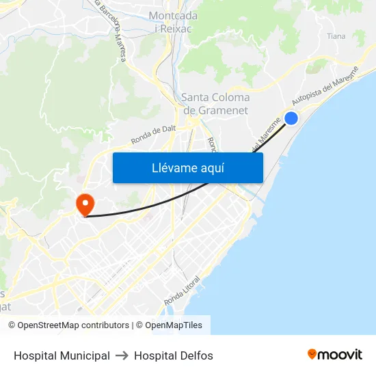 Hospital Municipal to Hospital Delfos map
