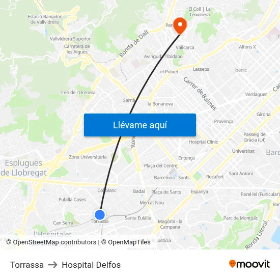 Torrassa to Hospital Delfos map