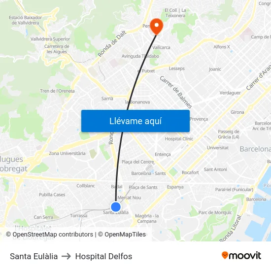 Santa Eulàlia to Hospital Delfos map