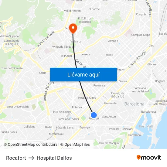 Rocafort to Hospital Delfos map