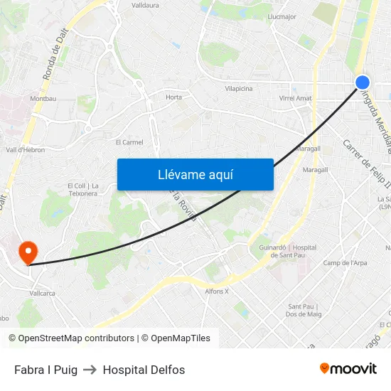 Fabra I Puig to Hospital Delfos map
