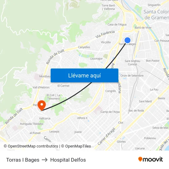 Torras I Bages to Hospital Delfos map