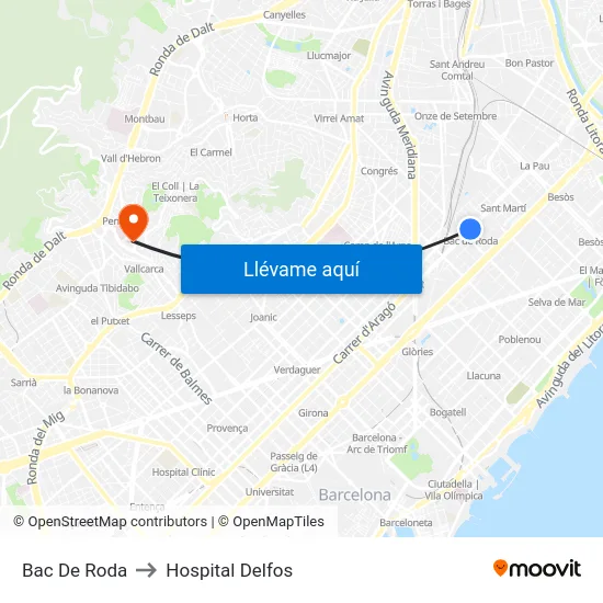 Bac De Roda to Hospital Delfos map