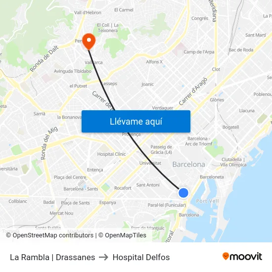 La Rambla | Drassanes to Hospital Delfos map