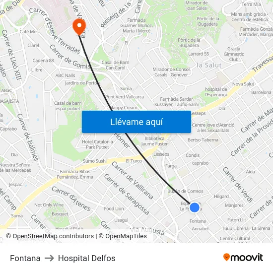 Fontana to Hospital Delfos map