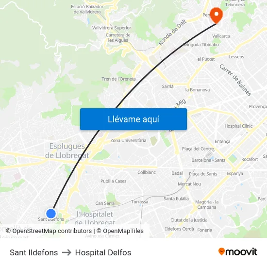 Sant Ildefons to Hospital Delfos map