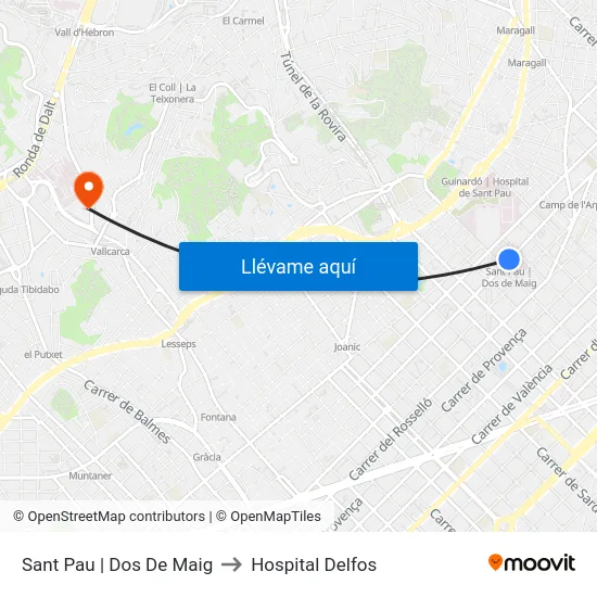 Sant Pau | Dos De Maig to Hospital Delfos map