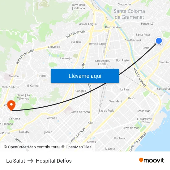 La Salut to Hospital Delfos map