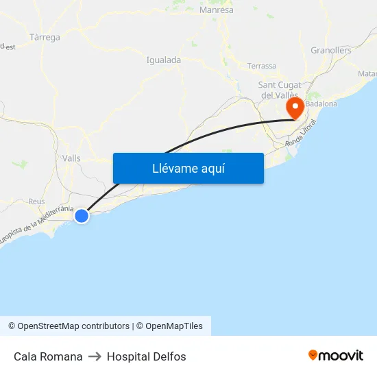 Cala Romana to Hospital Delfos map