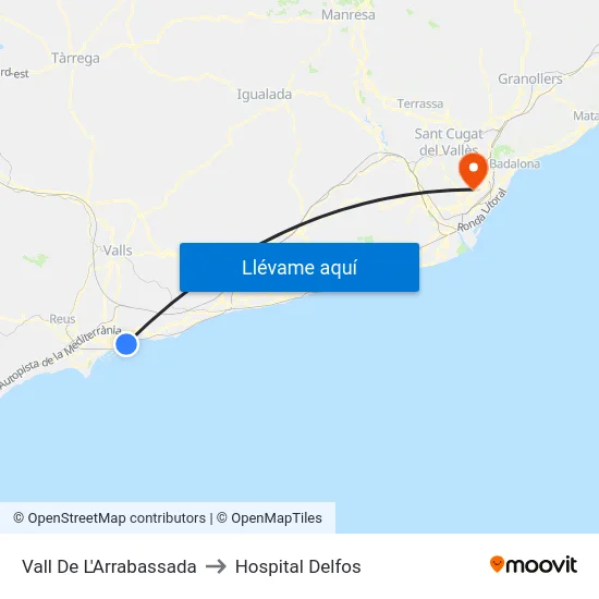 Vall De L'Arrabassada to Hospital Delfos map
