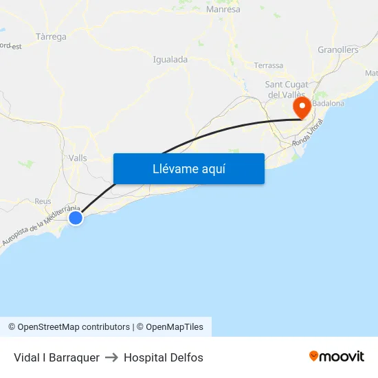 Vidal I Barraquer to Hospital Delfos map