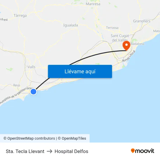 Sta. Tecla Llevant to Hospital Delfos map